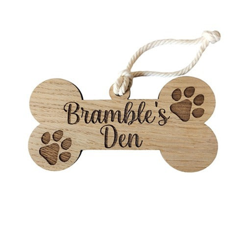 Wooden Dog Bone Shaped Sign - Custom Pet Name Memorial Plaque