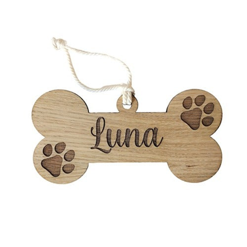 Wooden Dog Bone Shaped Sign - Custom Pet Name Memorial Plaque