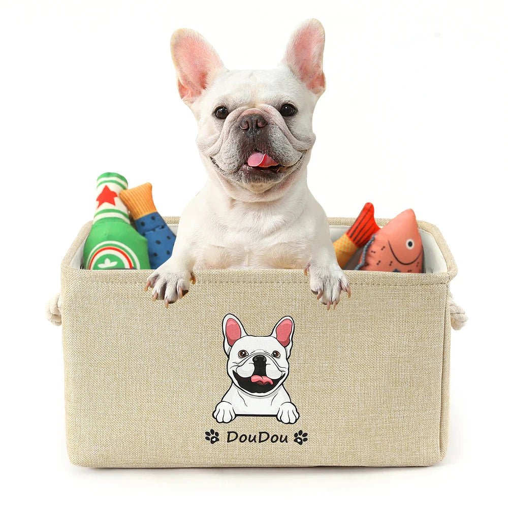 Personalized Dog Toy Basket Free Print Dog Cat Image Name Pet Storage Box