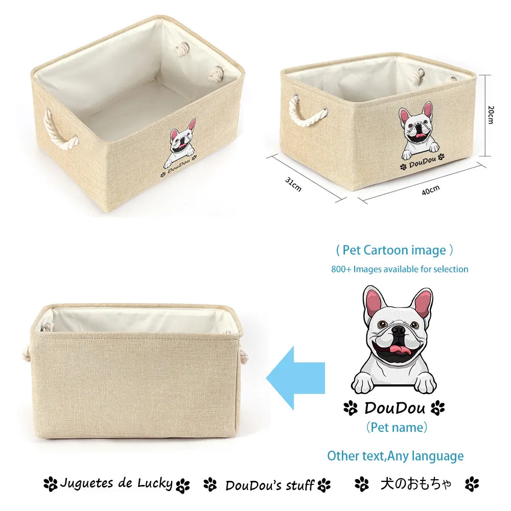 Personalized Dog Toy Basket Free Print Dog Cat Image Name Pet Storage Box