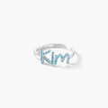 Personalized Full Silver Name Ring with Stone