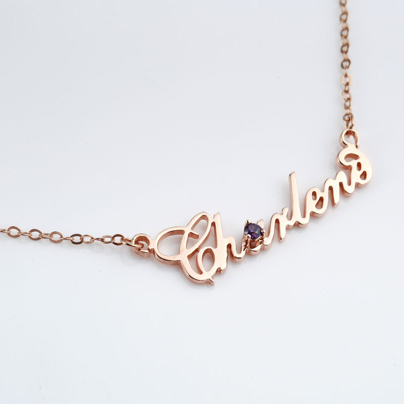 Sparkling Silver Name Necklace with Diamonds