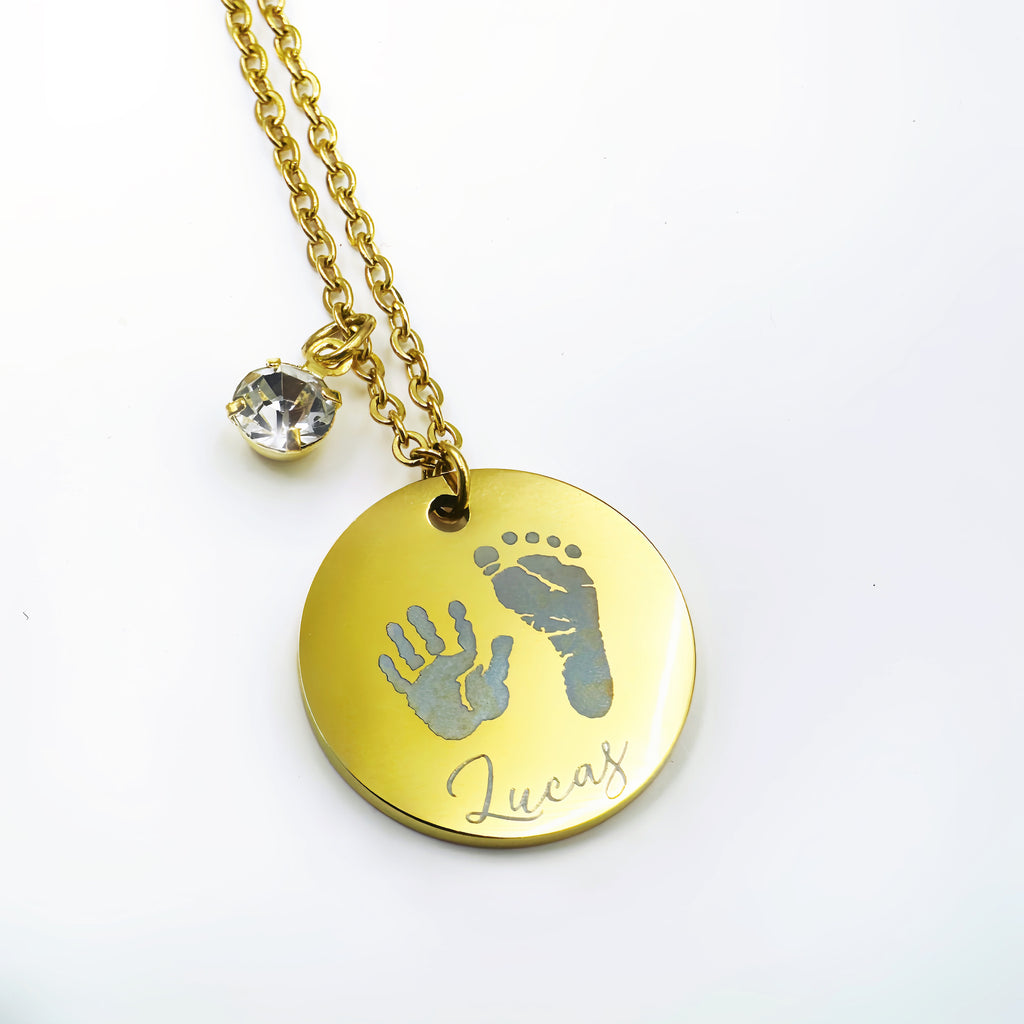 Personalized Kid Hand and Foot Print Necklaces