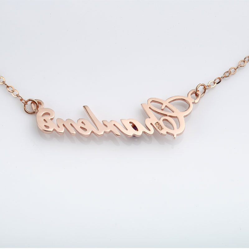 Sparkling Silver Name Necklace with Diamonds