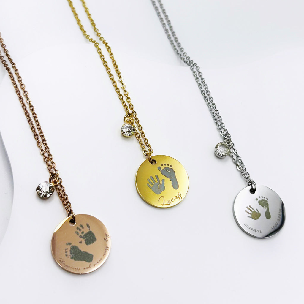 Personalized Kid Hand and Foot Print Necklaces