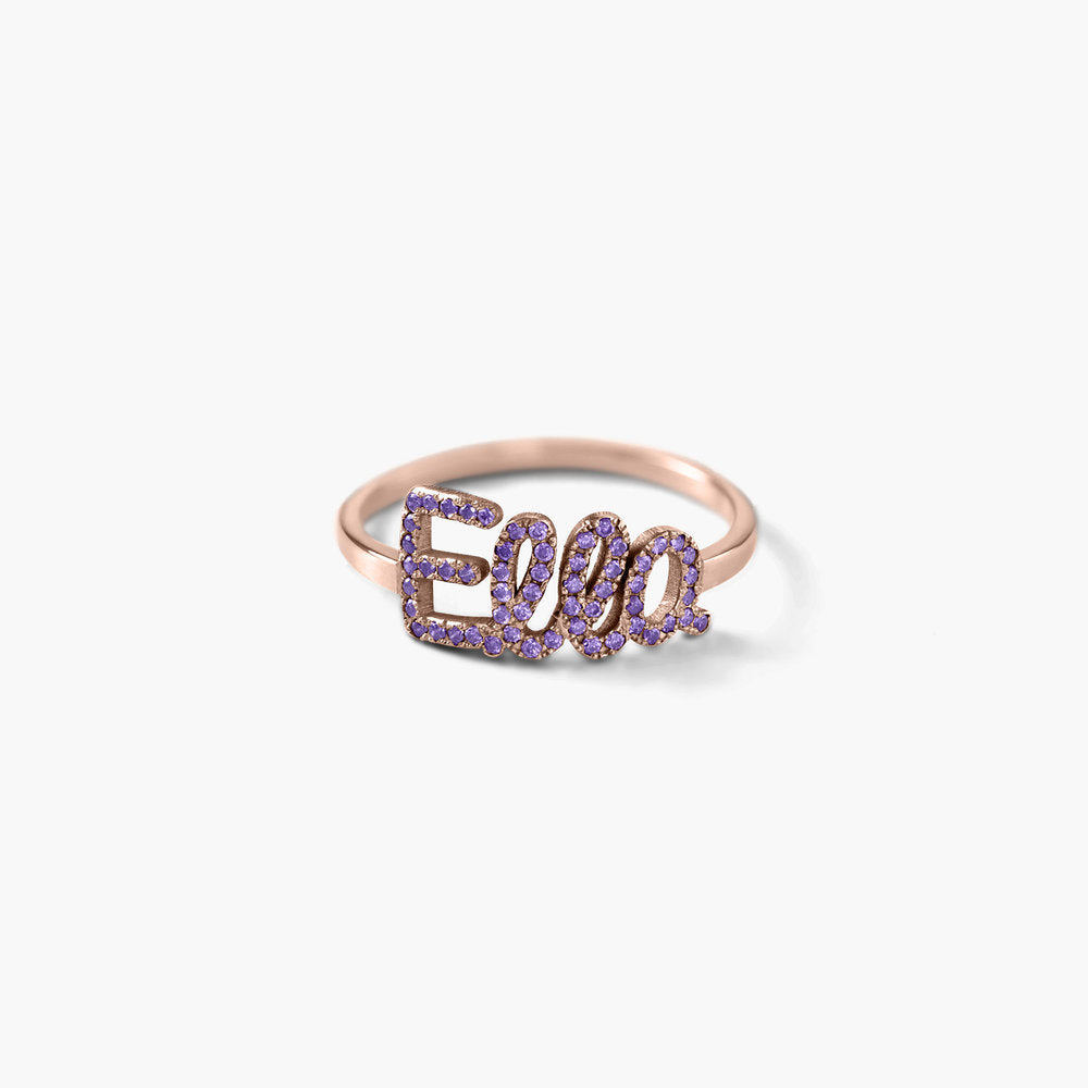 Personalized Full Silver Name Ring with Stone